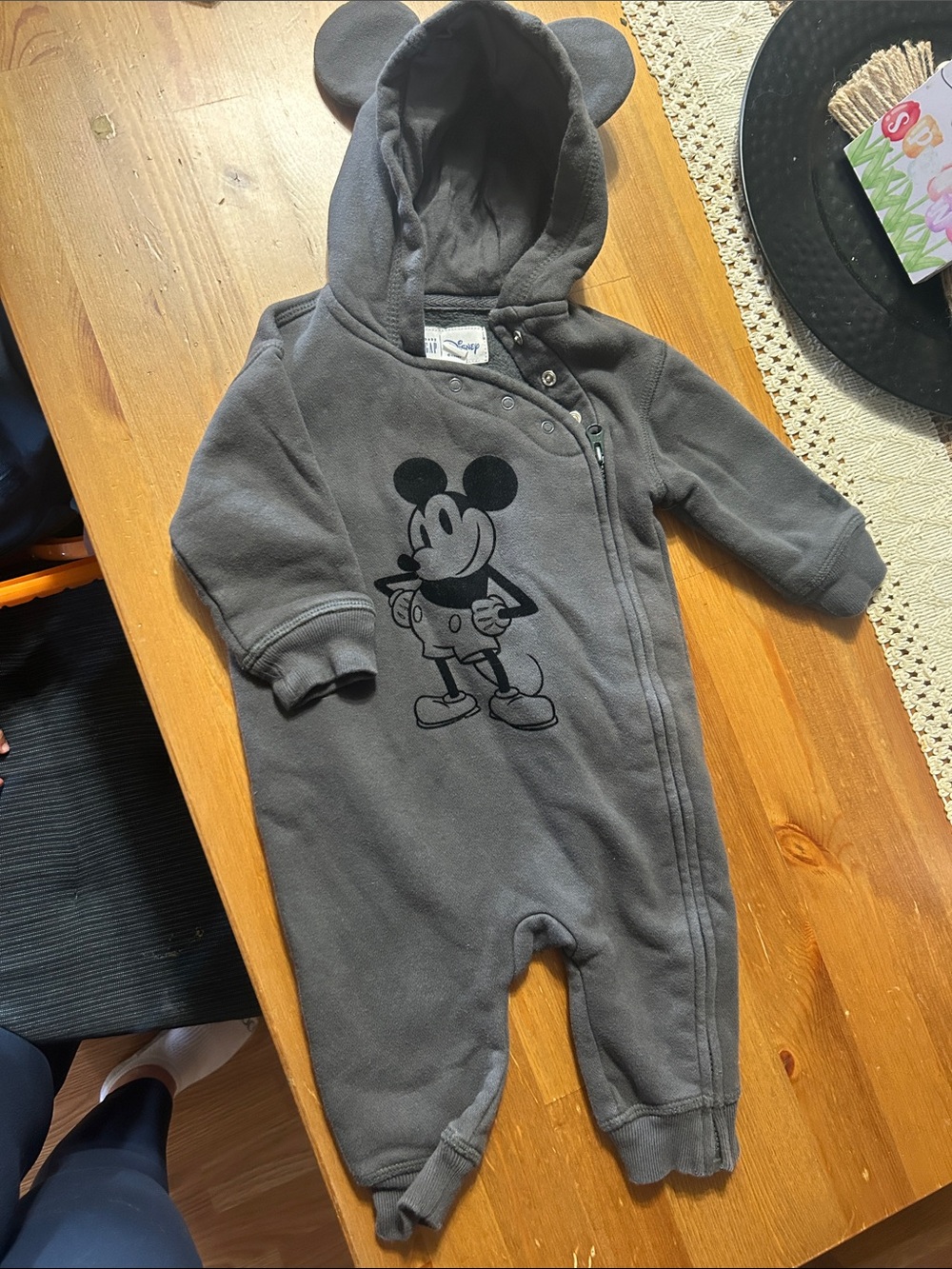 Disney Gray Mickey Mouse Hooded Footie